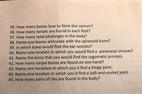 Solved 35. How many bones fuse to form the sacrum? 36. How - Chegg