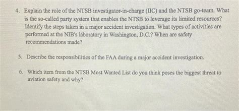 Solved 4. Explain the role of the NTSB Chegg.com