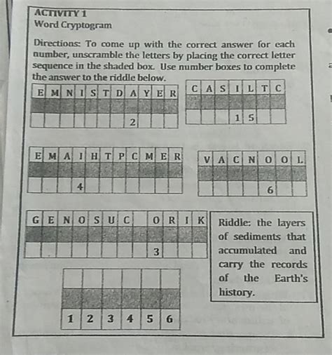 Solved ACTIVITY 1 Word Cryptogram Directions: To come …