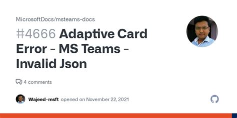 Solved Adaptive Card Error Invalid Json Power Platform Community