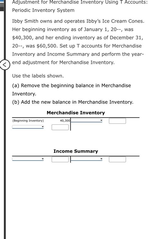 Solved Adjustment for Merchandise Inventory Using T