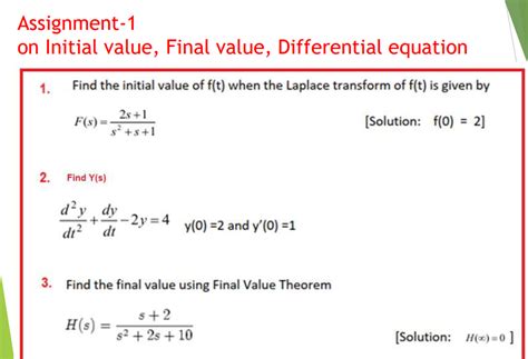 Solved Assignment 1 on Initial value, Final value,