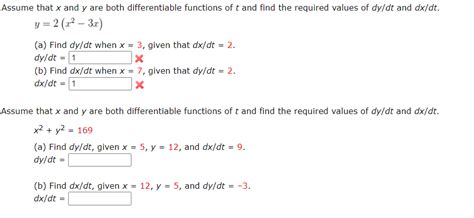 Solved Assume that x and y are both differentiable functions