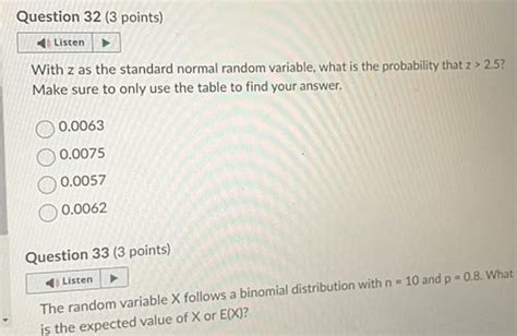 Solved Below Z Always Refers To A Standard Normal Random Chegg Com