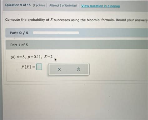 Solved Compute the probability of X successes, using the - Chegg