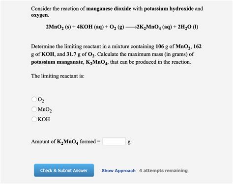 Solved Consider the reaction of manganese dioxide …