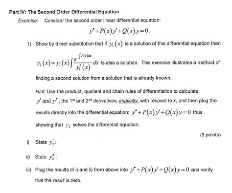 Solved Consider the second order linear differential