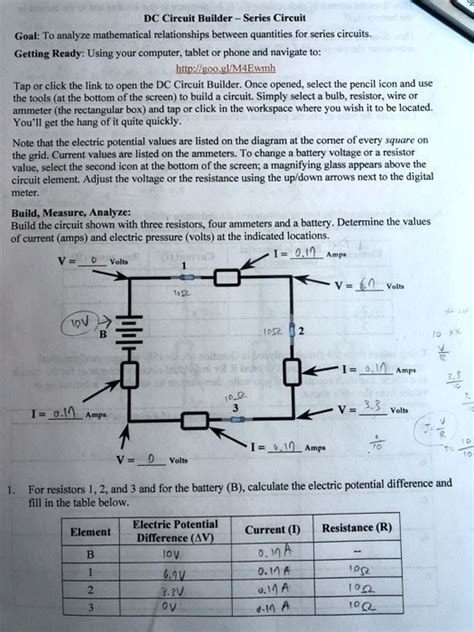 Solved DC Circuit BuilderSeries Circuit tical relationships