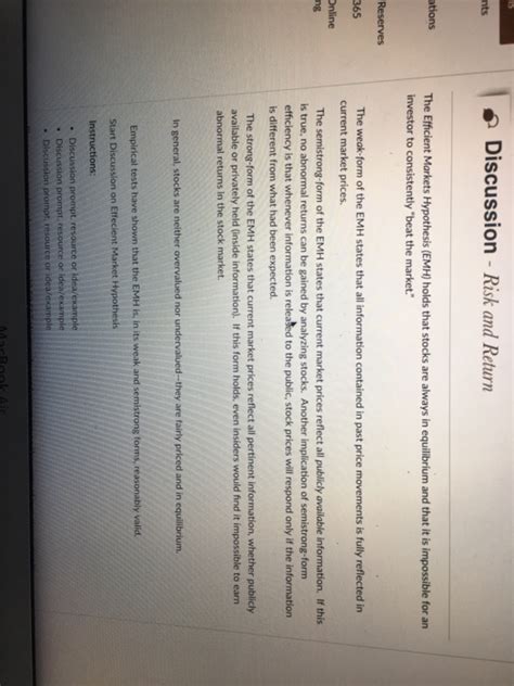 Solved DiscussionRisk and Return nts ations The Efficient