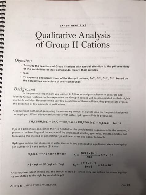 Solved EXPERIMENT FIVE Qualitative Analysis of Group II