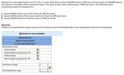 Solved Eastport Inc. was organized on June 5. Year 1. It was - Chegg