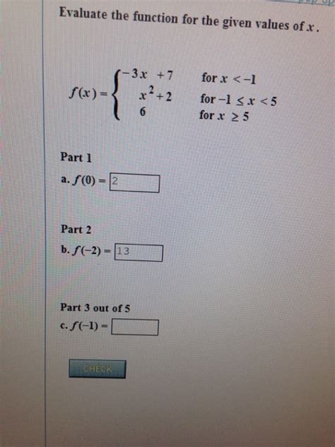 Solved Evaluate The Given Function At The Given Values 1 Chegg Com