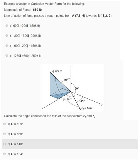 Solved Express a vector in Cartesian Vector Form for the