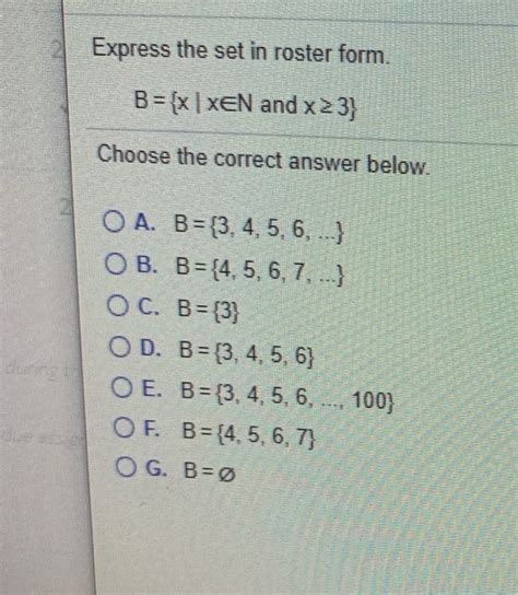 Solved Express the set in roster form. B{x xEN and x is a