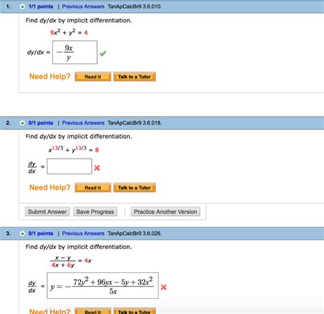 Solved Find dy/dx by implicit differentiation. 9x^2 + y^2 =