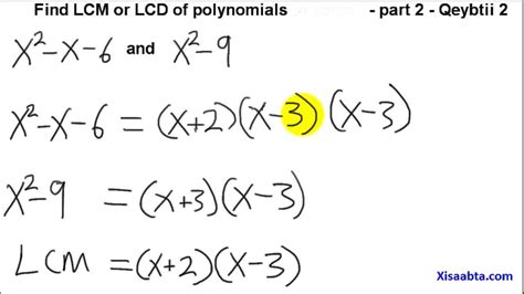 Solved Find the LCM or LCD of the following polynomials