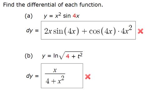Solved Find the differential of each function. a) y = x^2