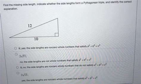 Solved Find the mising side length, indicate whether the - Chegg