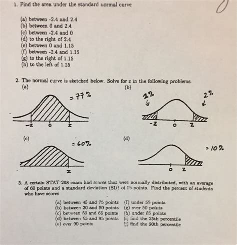 Solved Find the percentage of area under a normal curve - Chegg