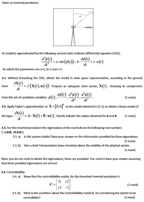 Solved Given An Inverted Pendulum Motor Its Model Is App Chegg Com