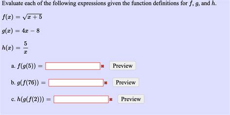 Solved Given the functions below, evaluate the expressions. - Chegg