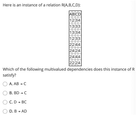 Solved Here Is An Instance Of A Relation R A B C D Abcd Chegg Com