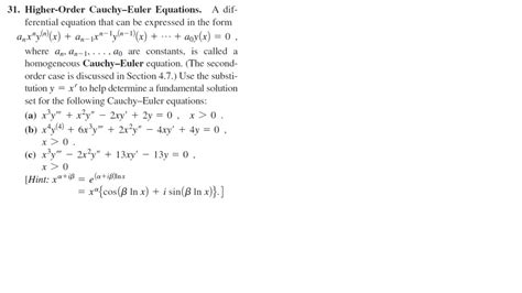 Solved HigherOrder CauchyEuler Equations. A differential