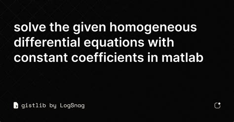 Solved Homogeneous Differential Equation with Constant