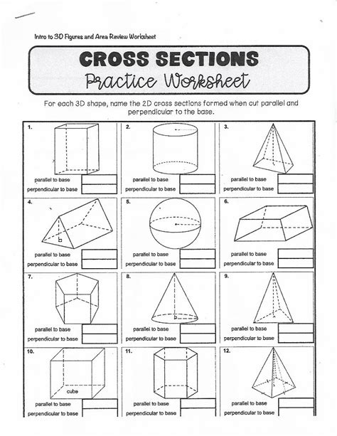 Solved Intro to 3D Figures and Area Review Worksheet CROSS
