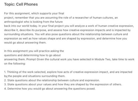 Solved Iopic Cell Phones For this assignment, which