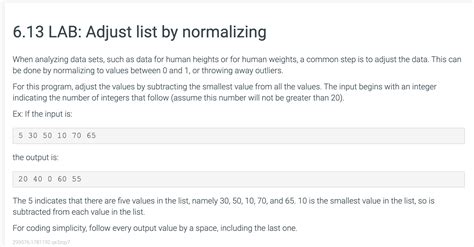 Solved LAB ACTIVITY 6.13.1 LAB Adjust list by normalizing