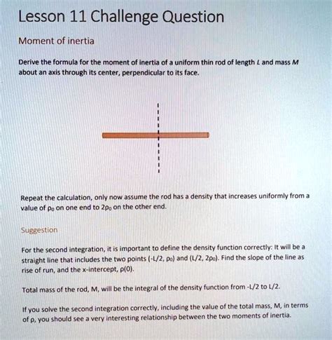 Solved Lesson 11 Challenge Question Moment of inertia Derive