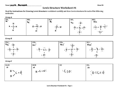 Solved Lewis Dot Structures/VSEPR Theory Workshee Electro...