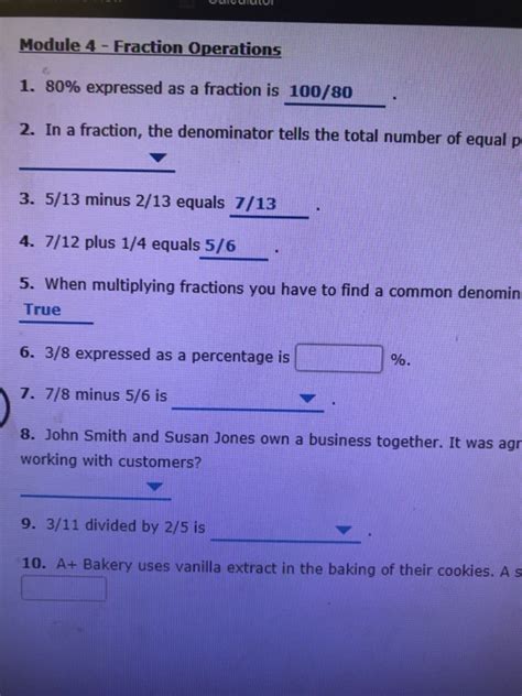 Solved Module 4 Fraction Operations 180 expressed as a