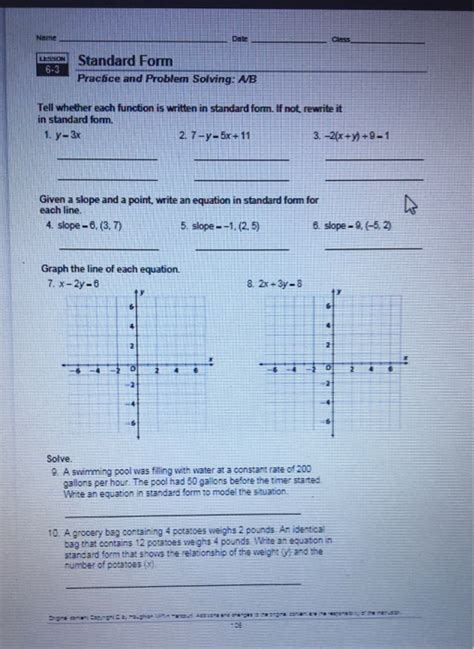 Solved Name Lesson Standard Form Practice and Problem
