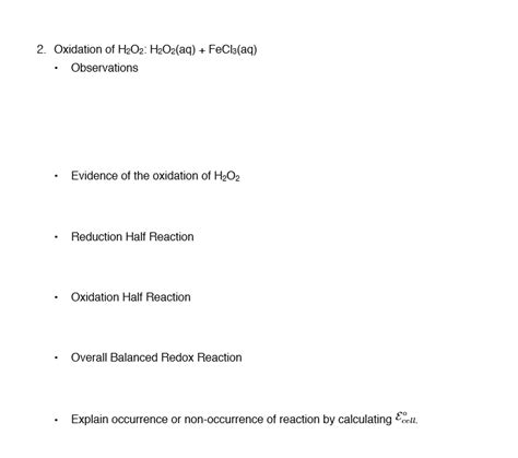 Solved Part III: Oxidation and Reduction of H2O2 1. Chegg.com