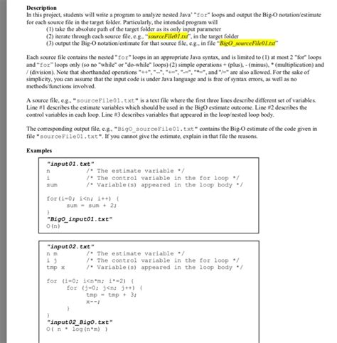 Solved Project Students Write Program Analyze Nested Java Loops Output Big O Notation Estimate So Q