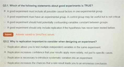 Solved Q3.1. A Good Experiment Must Include Groups That