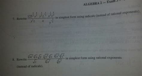 Solved Rewrite 125^2/5 X^/y^2 Z Y^3/2 Z^1/3/x X^1/2 Z^4/3...