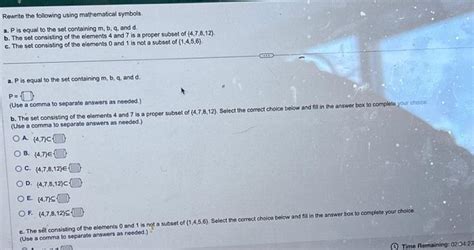 Solved Rewrite The Following Using Mathematical Symbols Chegg Com