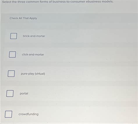 Solved Select the three common forms of businesstoconsumer