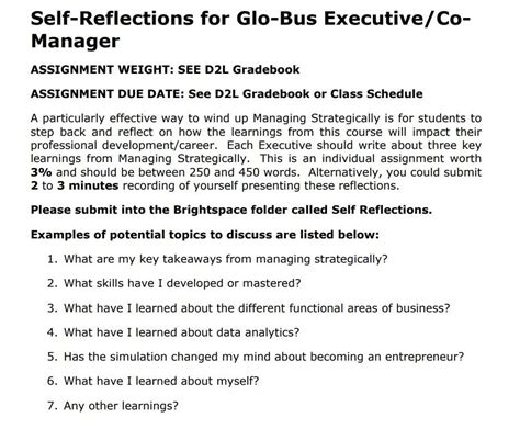 Solved Self-Reflections for Glo-Bus Executive/CoManager - Chegg