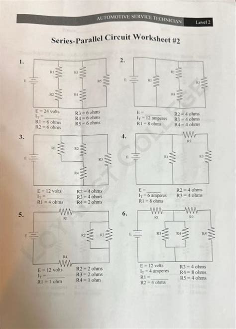 Solved SeriesParallel Circuit Worksheet 2 E=24 volis R2=6