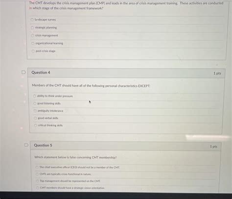 Solved The CMT develops the crisis management plan (CMP) and