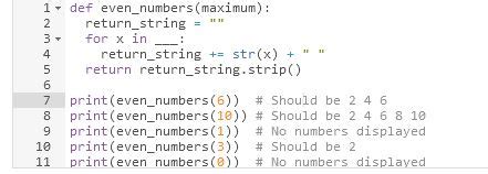 Solved The Even Numbers Function Returns A Space Separate Chegg Com