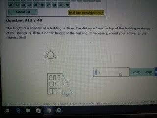 Solved The length of a shadow of a building is 26m. The - Chegg