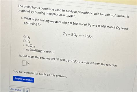 Solved The phosphorus pentoxide used to produce phosphoric - Chegg