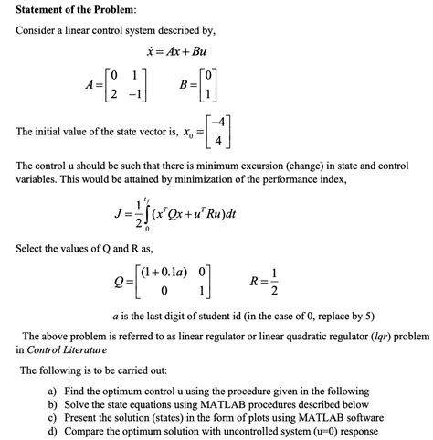 Solved This question from Optimal Control Theory: an - Chegg