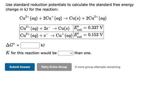 Solved Use Standard Reduction Potentials To Calculate The Chegg Com