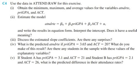 Solved Use The Data In Attend For This Exercise